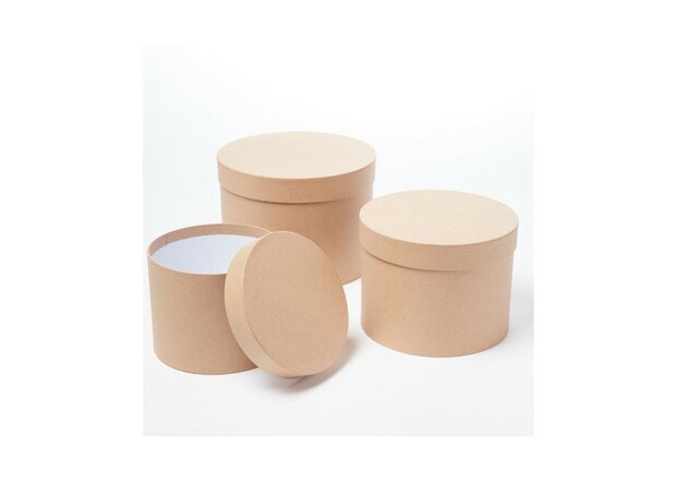 Hat Boxes - Natural - Set van 3