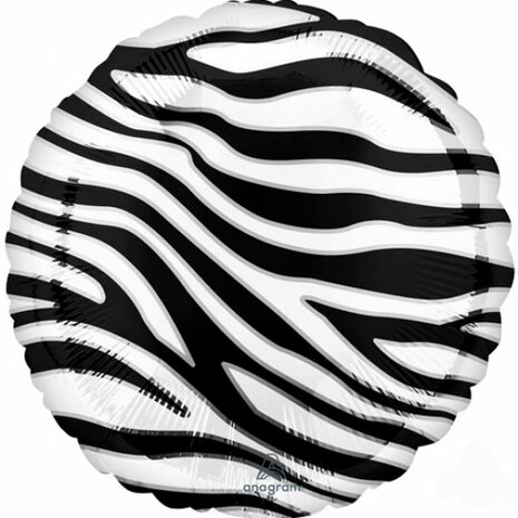 Folieballon rond - 18inch   Dierenprint - Zebra