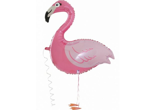 Mooideco - Walking balloon - flamingo - Betallic - zijaanzicht 