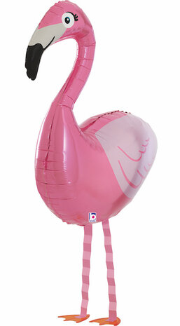 Mooideco - Walking balloon - flamingo - Betallic - zijaanzicht 