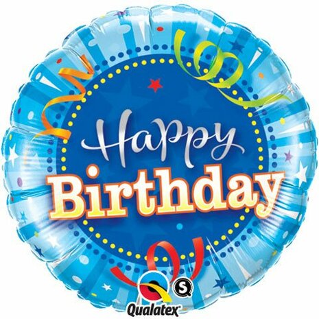 Mooideco - Happy Birthday - Blue - 9 inch - Qualatex 