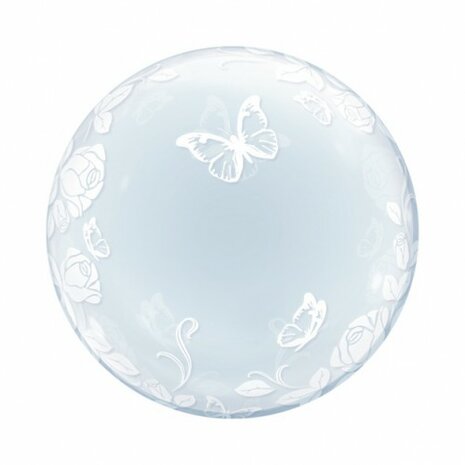 Mooideco - Elegant Roses &amp; Butterflies - Bubble - 24 inch - Qualatex 