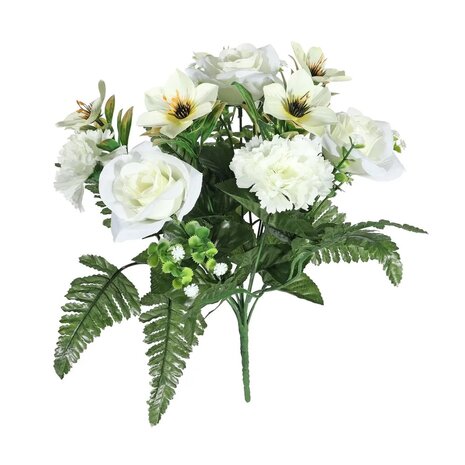 Mooideco - Witte bloemen mixbos 12 bloemkoppen