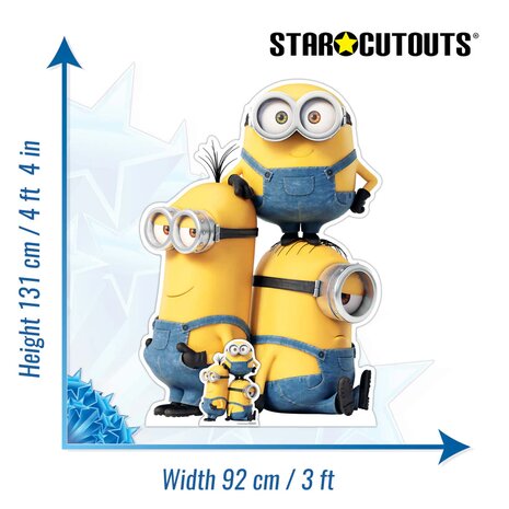 Mooideco - Cut out Minions Kevin, Bob en Stuart  131 cm