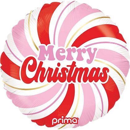 Merry christmas - Pink &amp; Red Swirl - 18 inch - Prima balloons