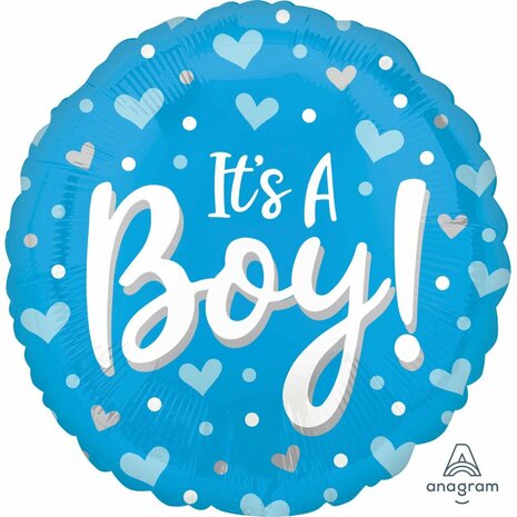 Mooideco - It&#039;s a boy hearts &amp; dots - Baby Boy - 18 inch - S40 Anagram (1)