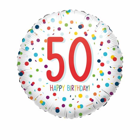 Mooideco - Confetti Birthday - Happy birthday 50 jaar - 18 inch - Anagram (1)