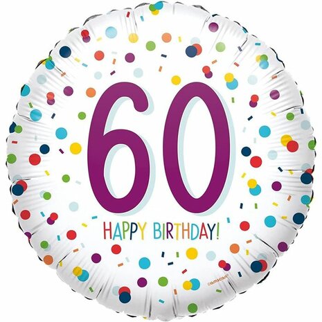 Mooideco - Confetti Birthday - Happy birthday 60 jaar - 18 inch - Anagram (1)