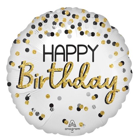 Mooideco - Satin black silver gold Birthday - Happy birthday - 28 inch - Anagram (1)