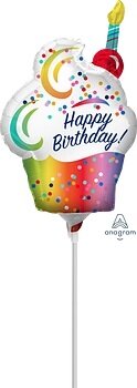 Mooideco - Rainbow ombre cupcake - Happy birthday - 12 inch - Anagram (1)