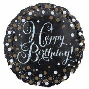 Mooideco - Sparkling black - Sparkling black &amp; gold - Happy birthday - 9 inch Anagram mini ballon