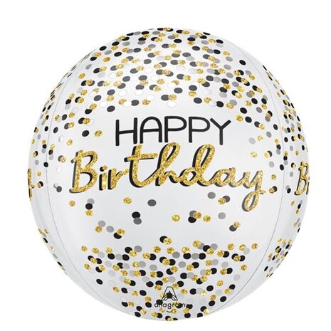 Mooideco - Orbz - Satin Black Silver Gold Birthday - Happy Birthday - 16 inch - G20 Anagram (1)