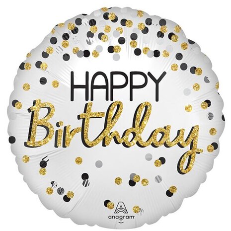 Mooideco - Satin Black Silver Gold Birthday - Happy birthday - 18 inch - S55 Anagram (1)