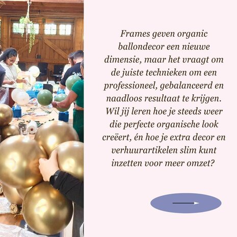 Masterclass - Organic ballondecoraties op frames door Melissa Bellefontaine bij Mooideco groothandel