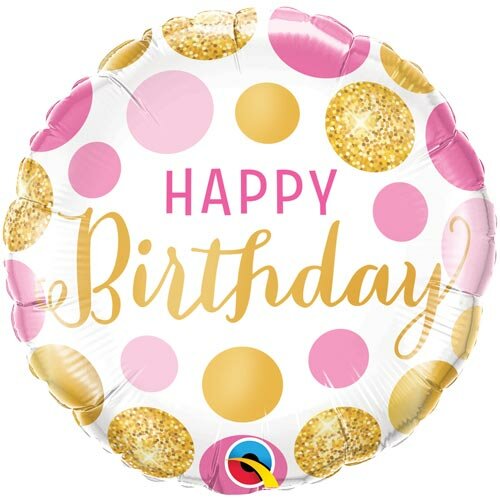 Happy Birthday Pink & Gold dots