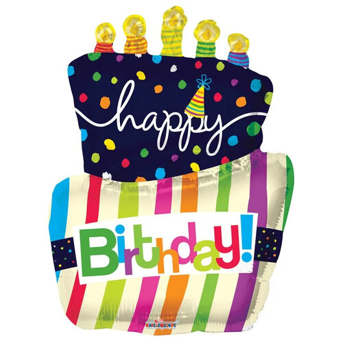 Happy Birthday Funny Cake Shape! - 36 inch - Kaleidoscope (1)