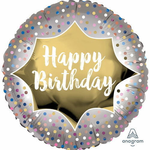 Happy Birthday Gold Burst confetti folie - 18 inch - Anagram