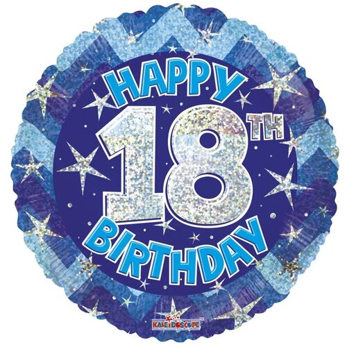 Blue Holographic Happy 18th Birthday - 18 inch - Kaleidoscope (1)