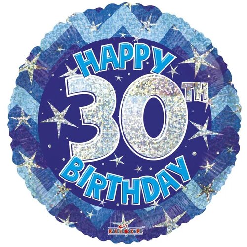 Blue Holographic Happy 30th Birthday - 18 inch - Kaleidoscope (1)