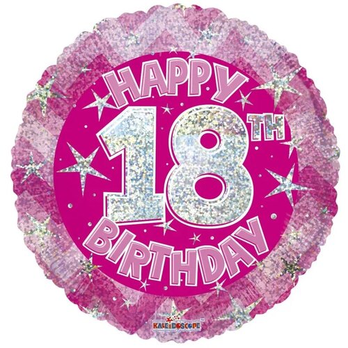 Pink Holographic Happy 18th Birthday - 18 inch - Kaleidoscope (1)