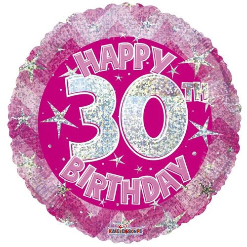 Pink Holographic Happy 30th Birthday - 18 inch - Kaleidoscope (1)