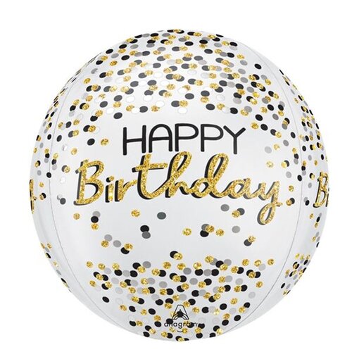 Orbz - Satin Black Silver Gold Birthday - Happy Birthday - 16 inch - G20 Anagram (1)